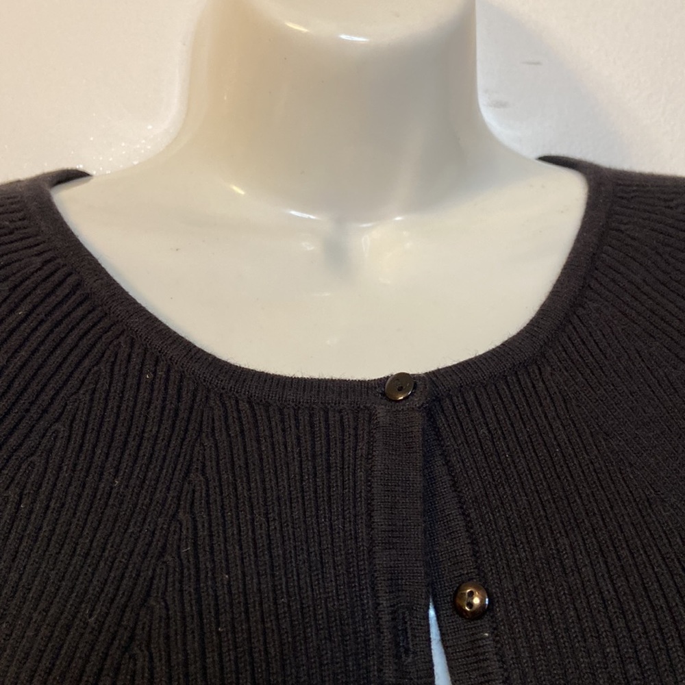Black Ribbed Button Down Sweater - Picture 3 of 5